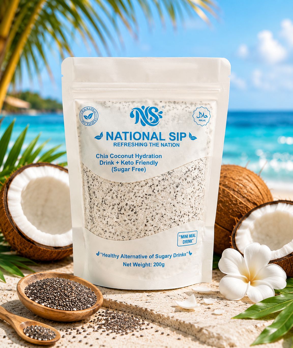 Coconut Chia Hydration Drink (Keto friendly+Sugar free)-(200g)